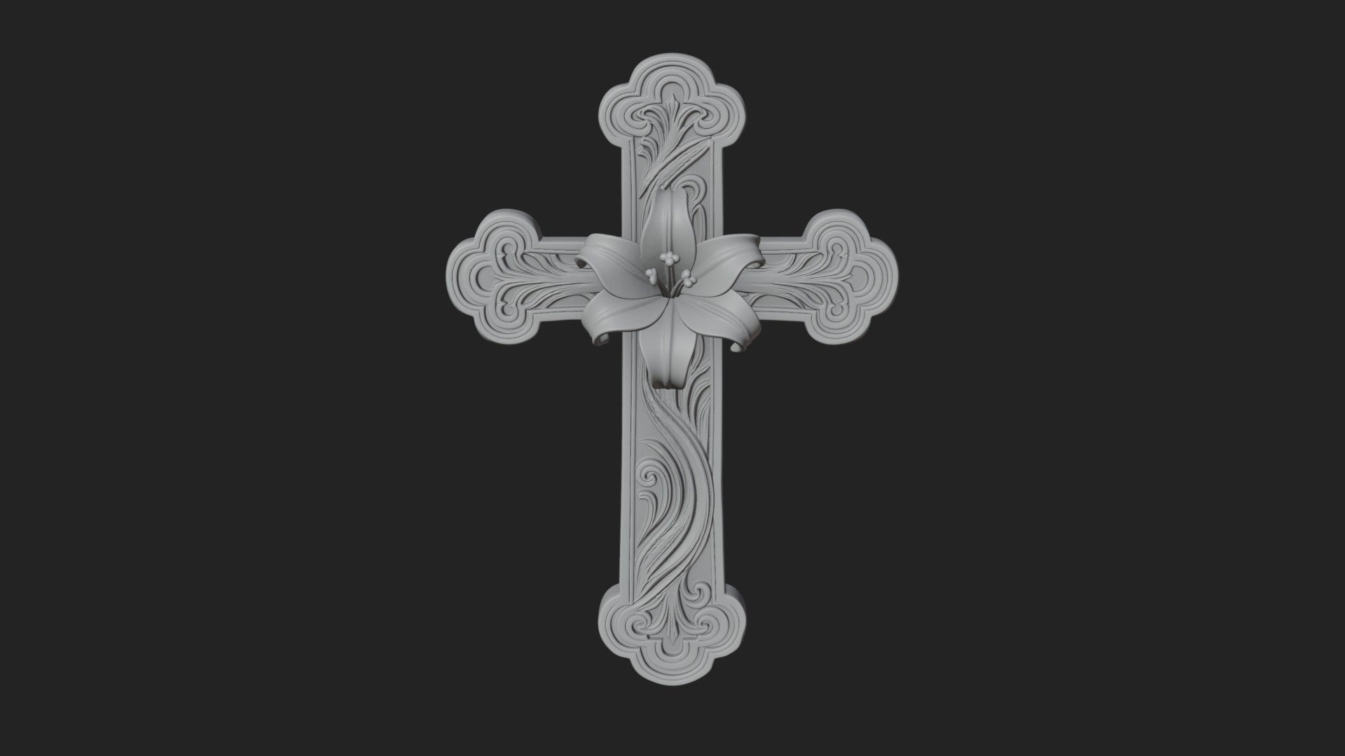 Carved Relief Wall Cross Design 324 3D Print Model 3D Model