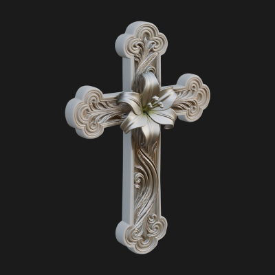 Carved Relief Wall Cross Design 324 3D Print Model