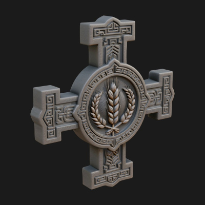 Carved Relief Wall Cross Design 326 3D Print Model
