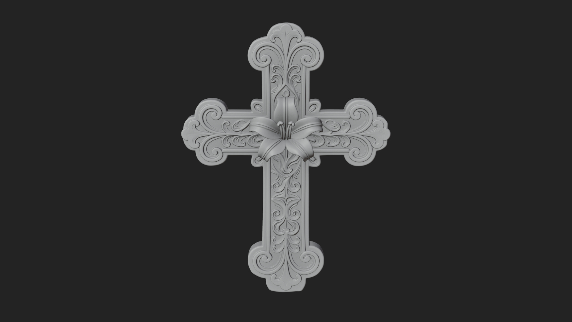 Carved Relief Wall Cross Design 327 3D Print Model 3D Model