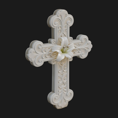 Carved Relief Wall Cross Design 327 3D Print Model