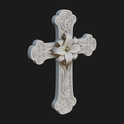 Carved Relief Wall Cross Design 329 3D Print Model