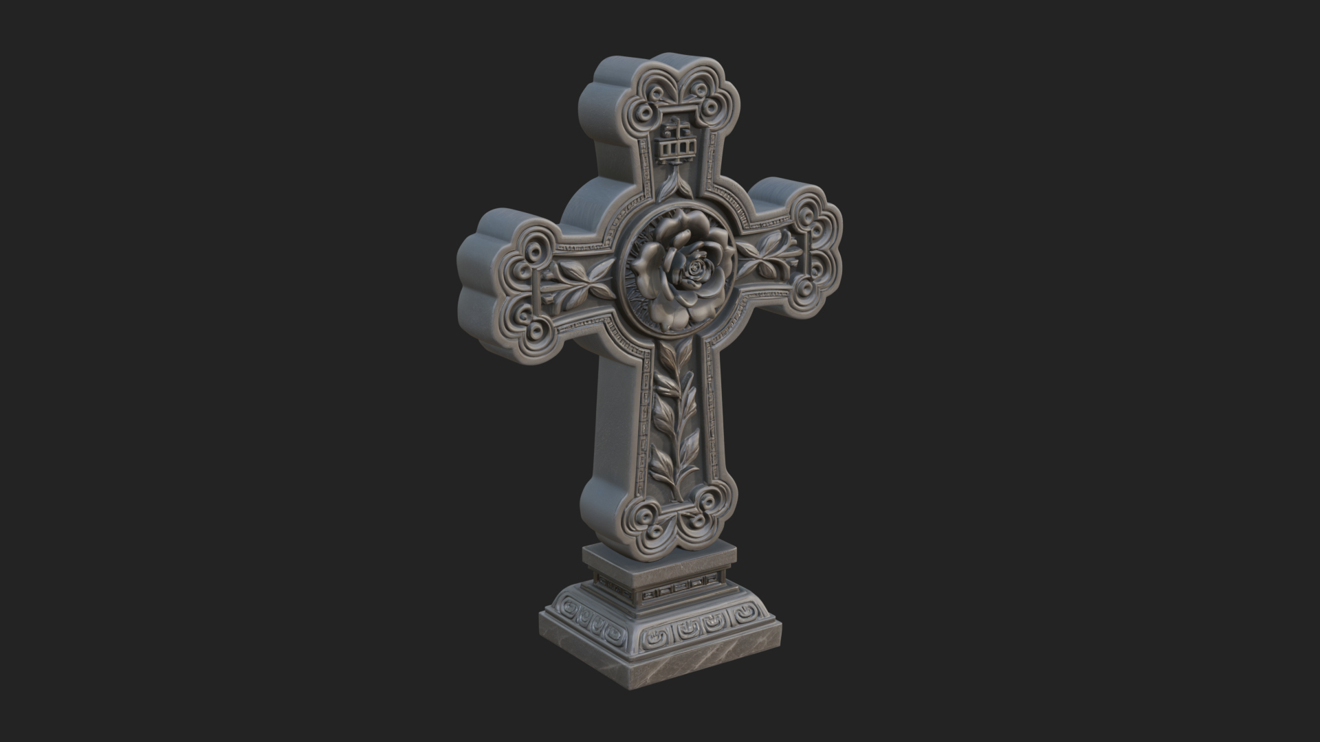 Carved Relief Wall Cross Design 33 3D Print Model 3D Model