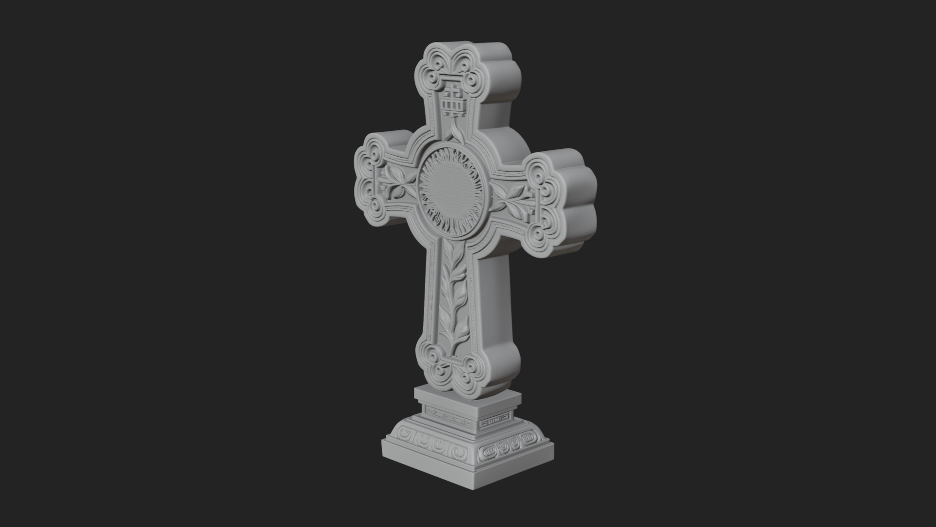 Carved Relief Wall Cross Design 33 3D Print Model 3D Model