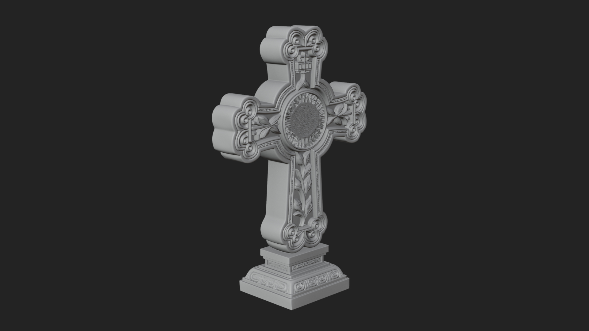 Carved Relief Wall Cross Design 33 3D Print Model 3D Model