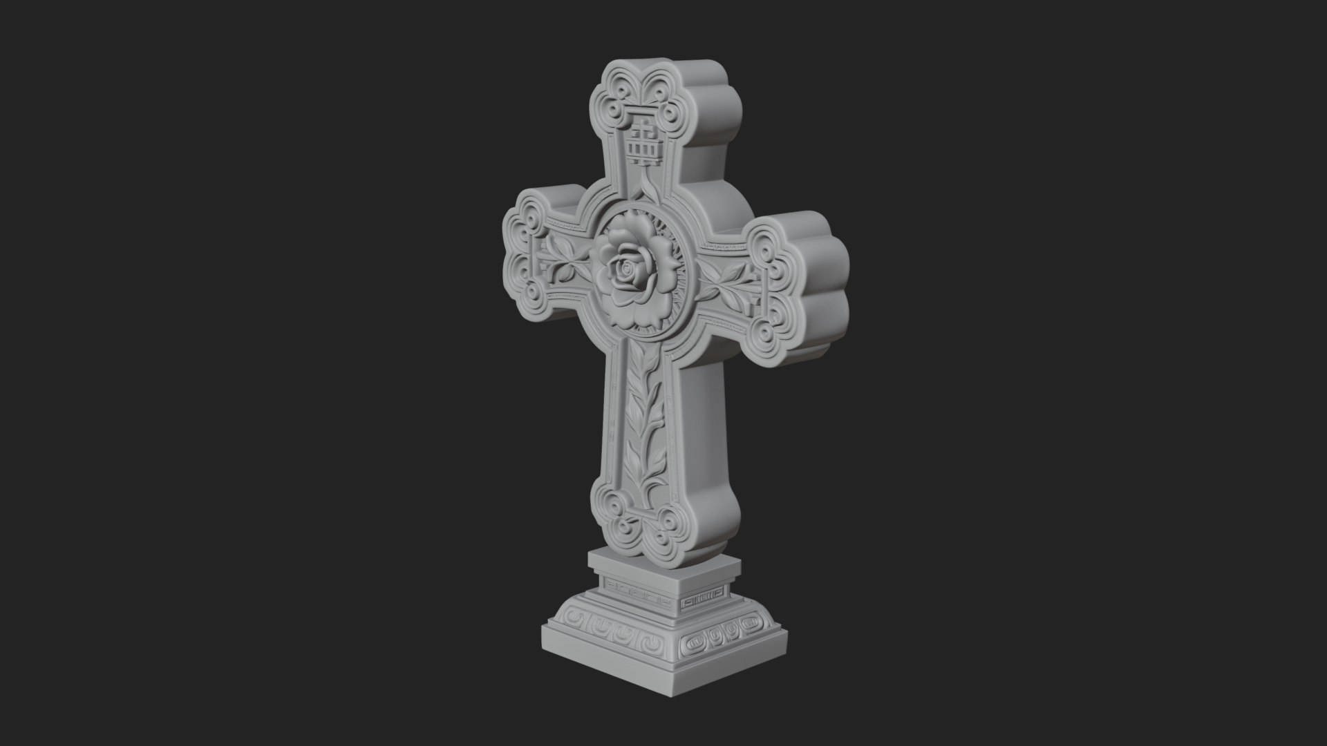 Carved Relief Wall Cross Design 33 3D Print Model 3D Model