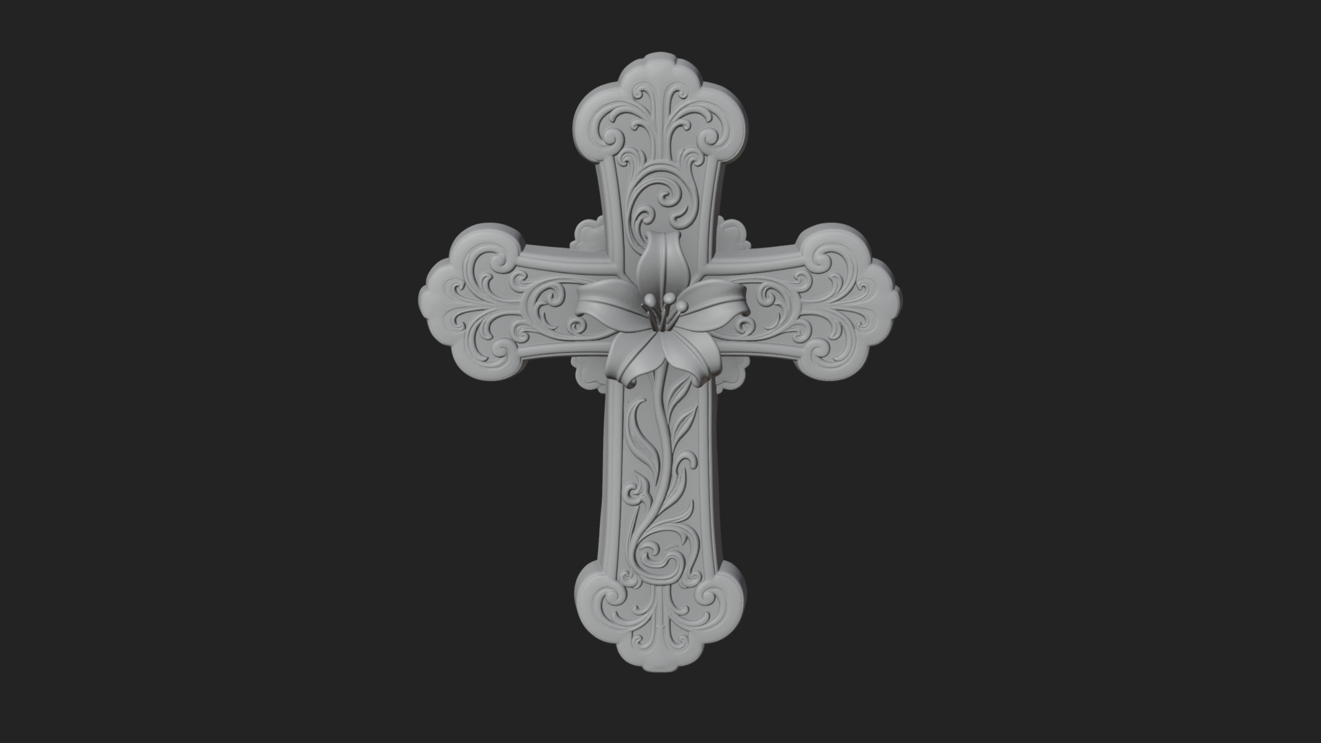 Carved Relief Wall Cross Design 330 3D Print Model 3D Model