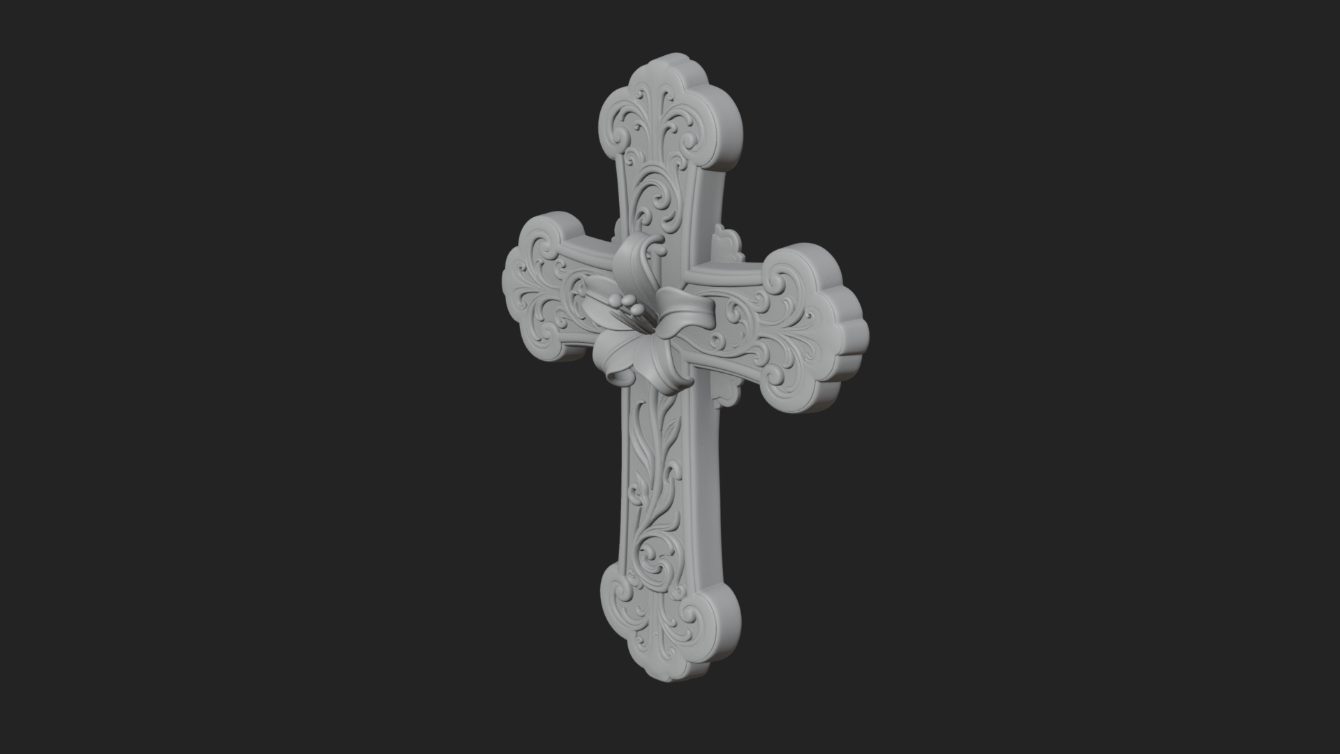 Carved Relief Wall Cross Design 330 3D Print Model 3D Model