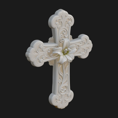 Carved Relief Wall Cross Design 330 3D Print Model