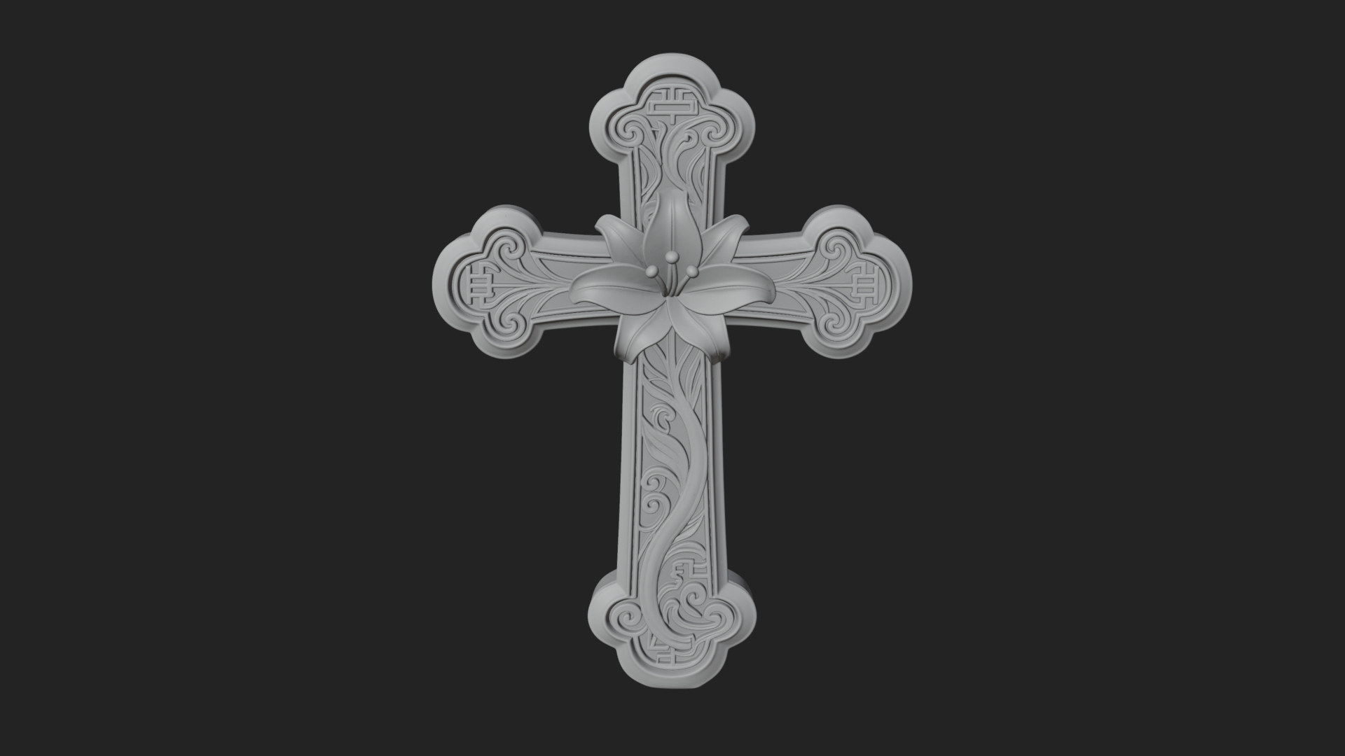 Carved Relief Wall Cross Design 331 3D Print Model 3D Model