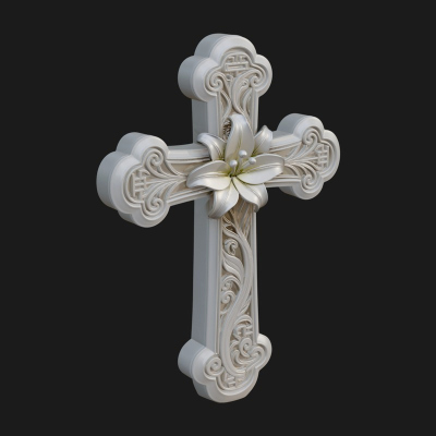 Carved Relief Wall Cross Design 331 3D Print Model