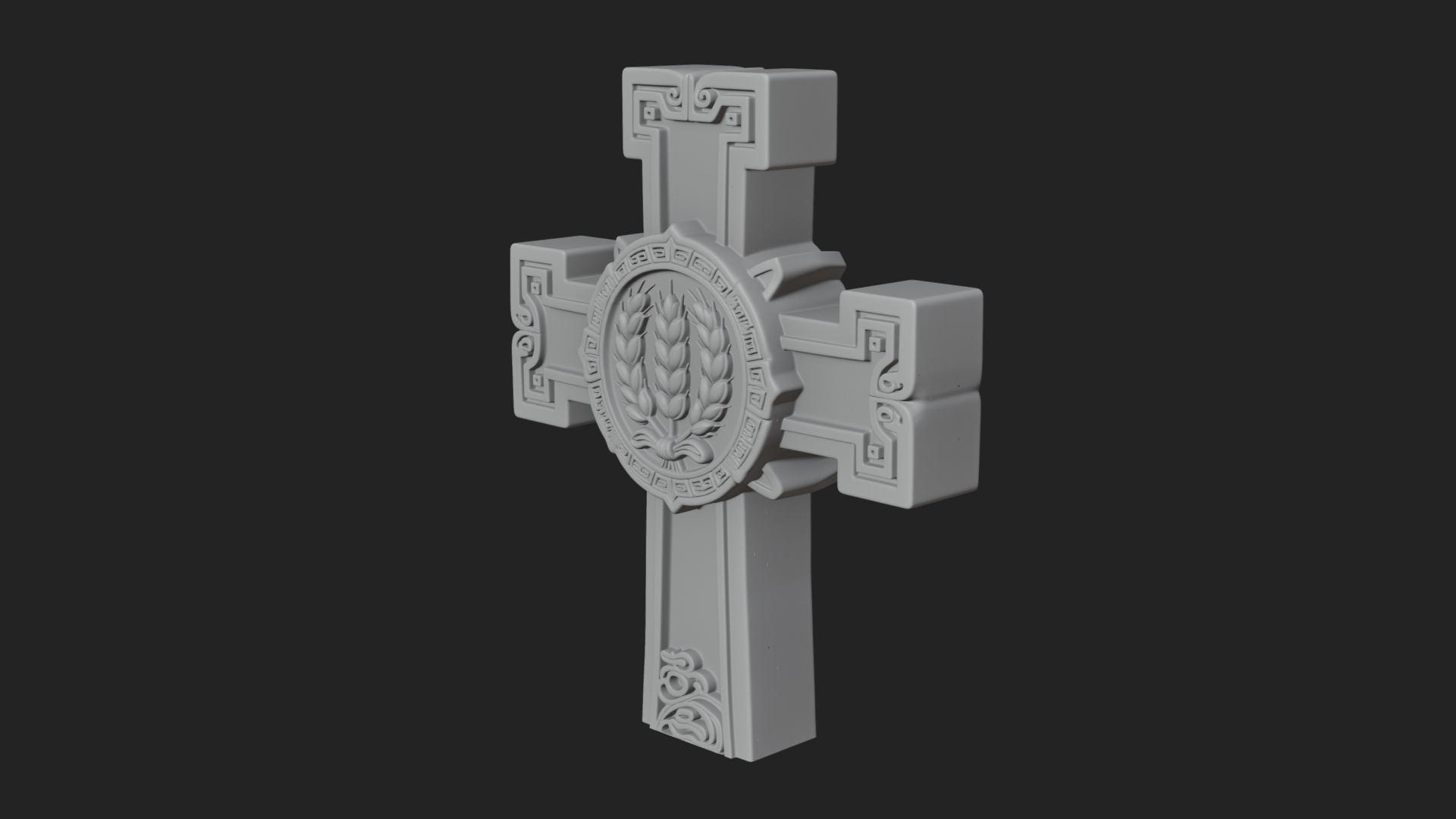 Carved Relief Wall Cross Design 332 3D Print Model 3D Model