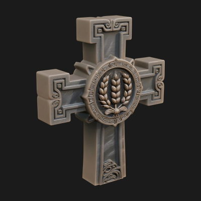 Carved Relief Wall Cross Design 332 3D Print Model