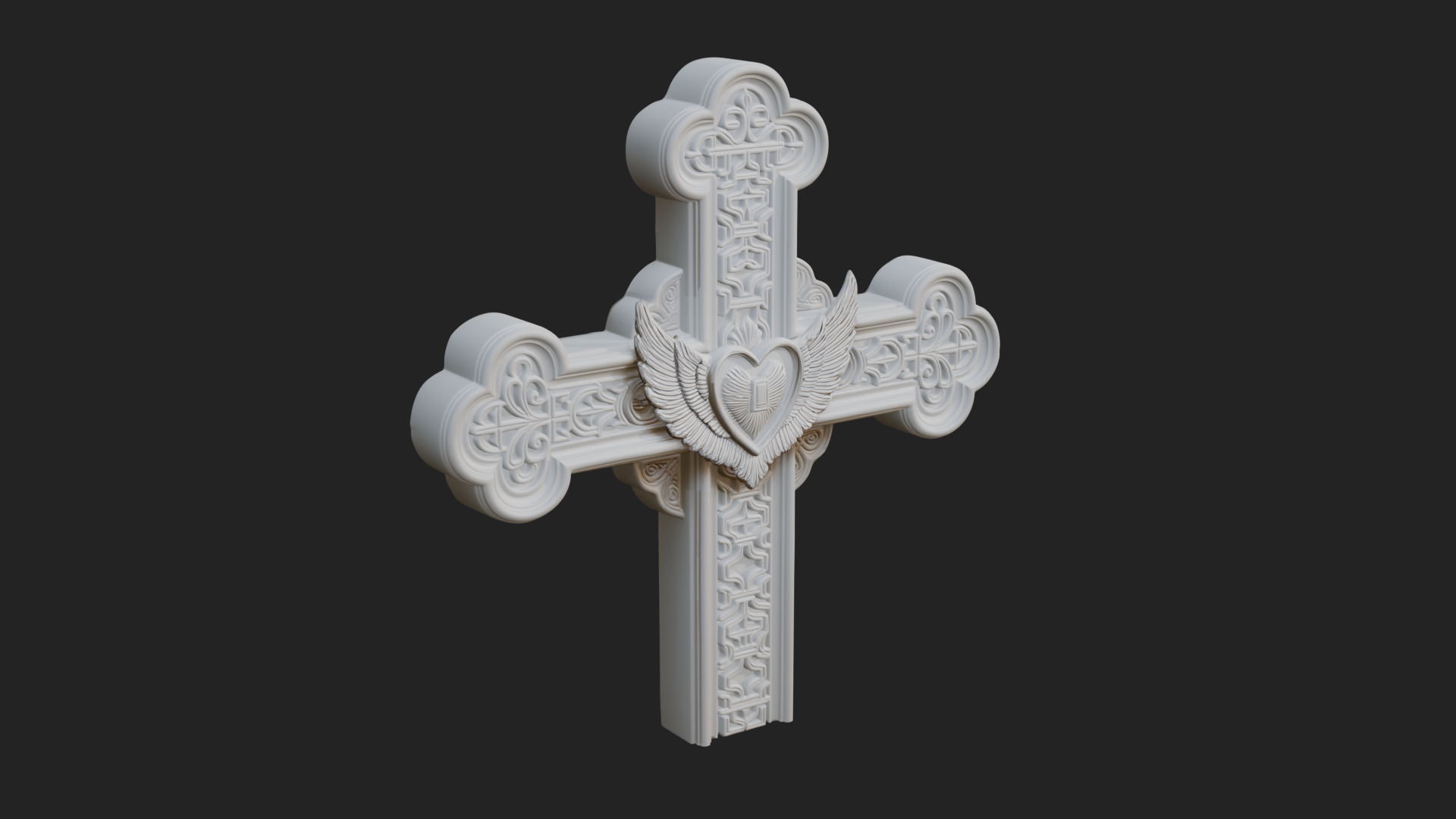 Carved Relief Wall Cross Design 333 3D Print Model 3D Model