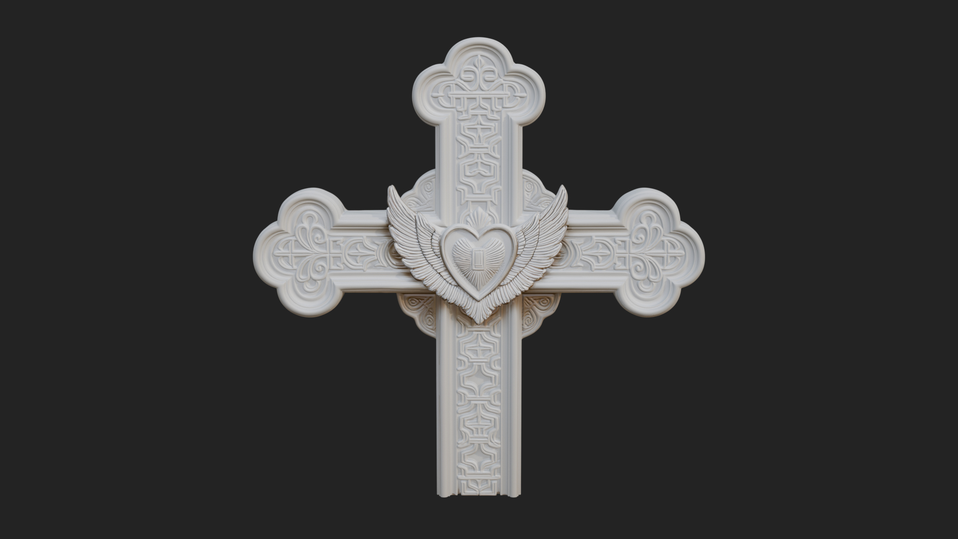 Carved Relief Wall Cross Design 333 3D Print Model 3D Model