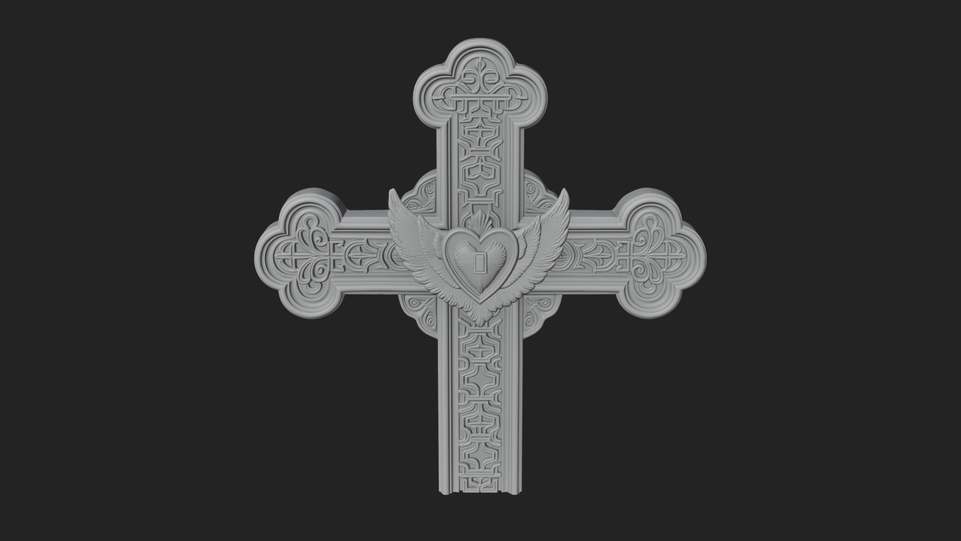 Carved Relief Wall Cross Design 333 3D Print Model 3D Model
