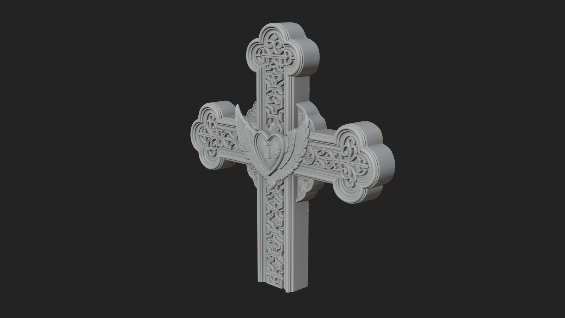 Carved Relief Wall Cross Design 333 3D Print Model 3D Model