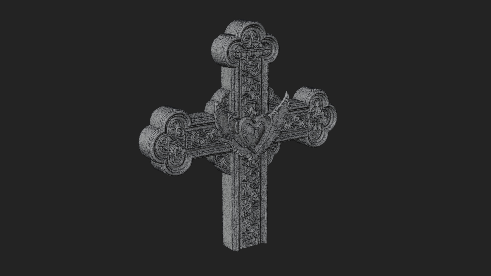 Carved Relief Wall Cross Design 333 3D Print Model 3D Model