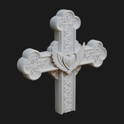 Carved Relief Wall Cross Design 333 3D Print Model