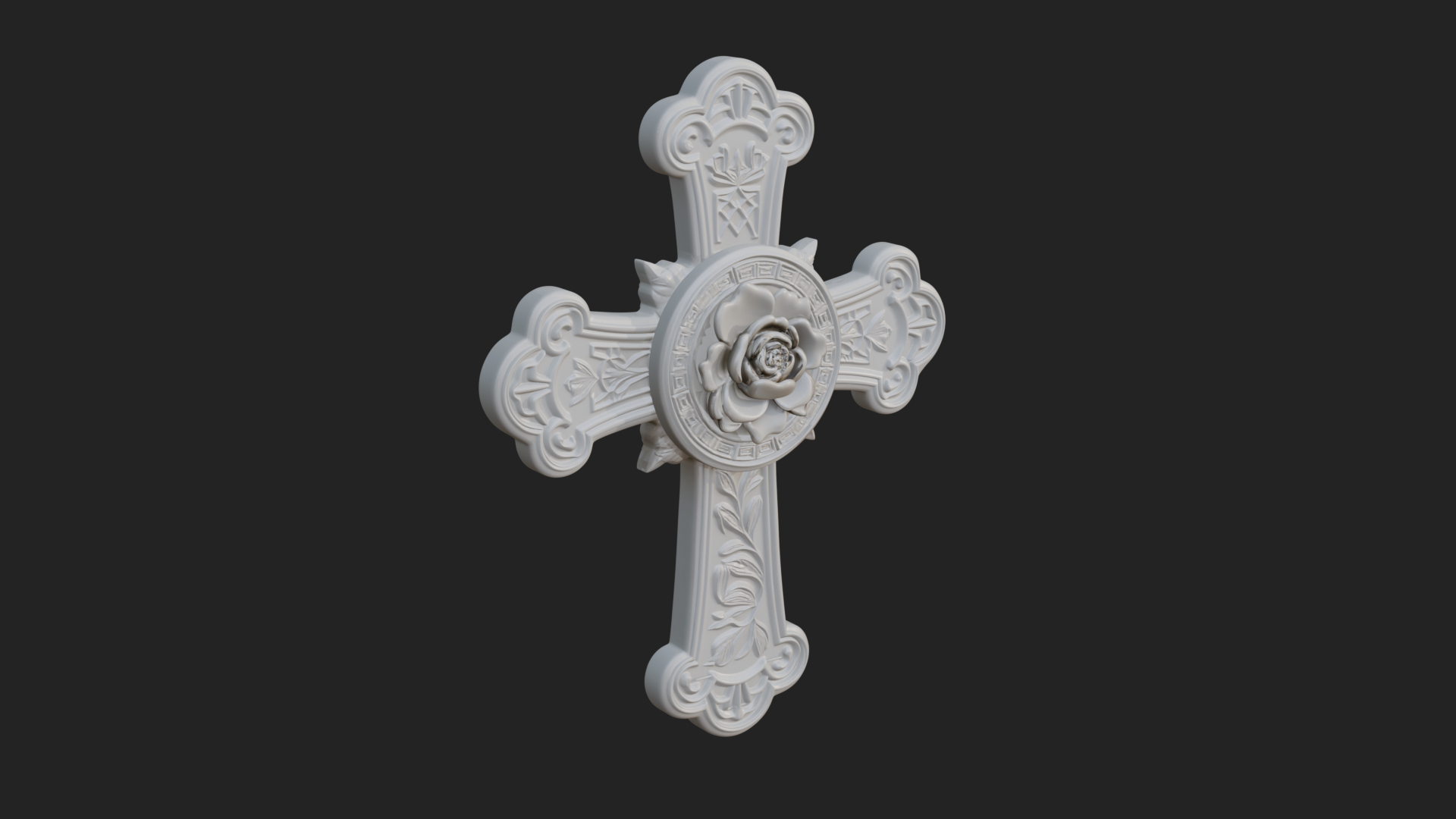 Carved Relief Wall Cross Design 334 3D Print Model 3D Model