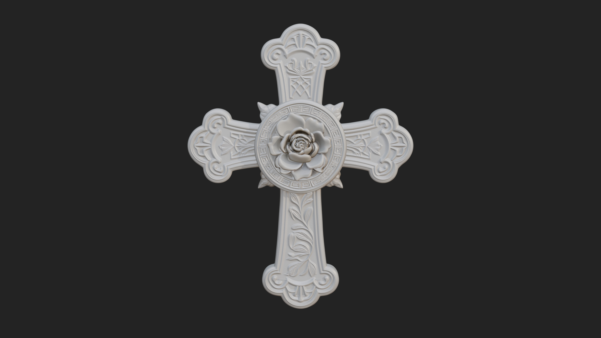 Carved Relief Wall Cross Design 334 3D Print Model 3D Model