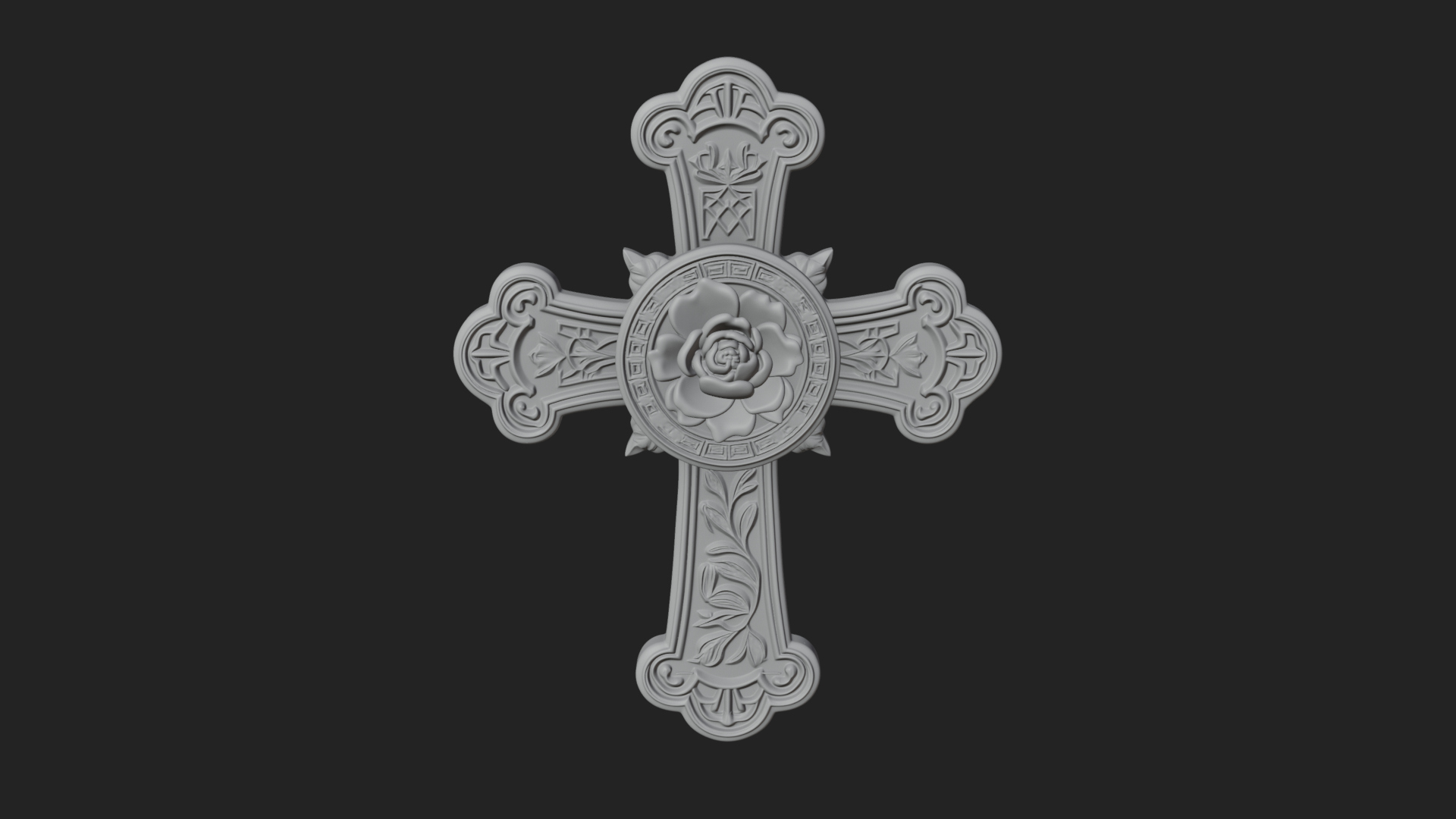 Carved Relief Wall Cross Design 334 3D Print Model 3D Model