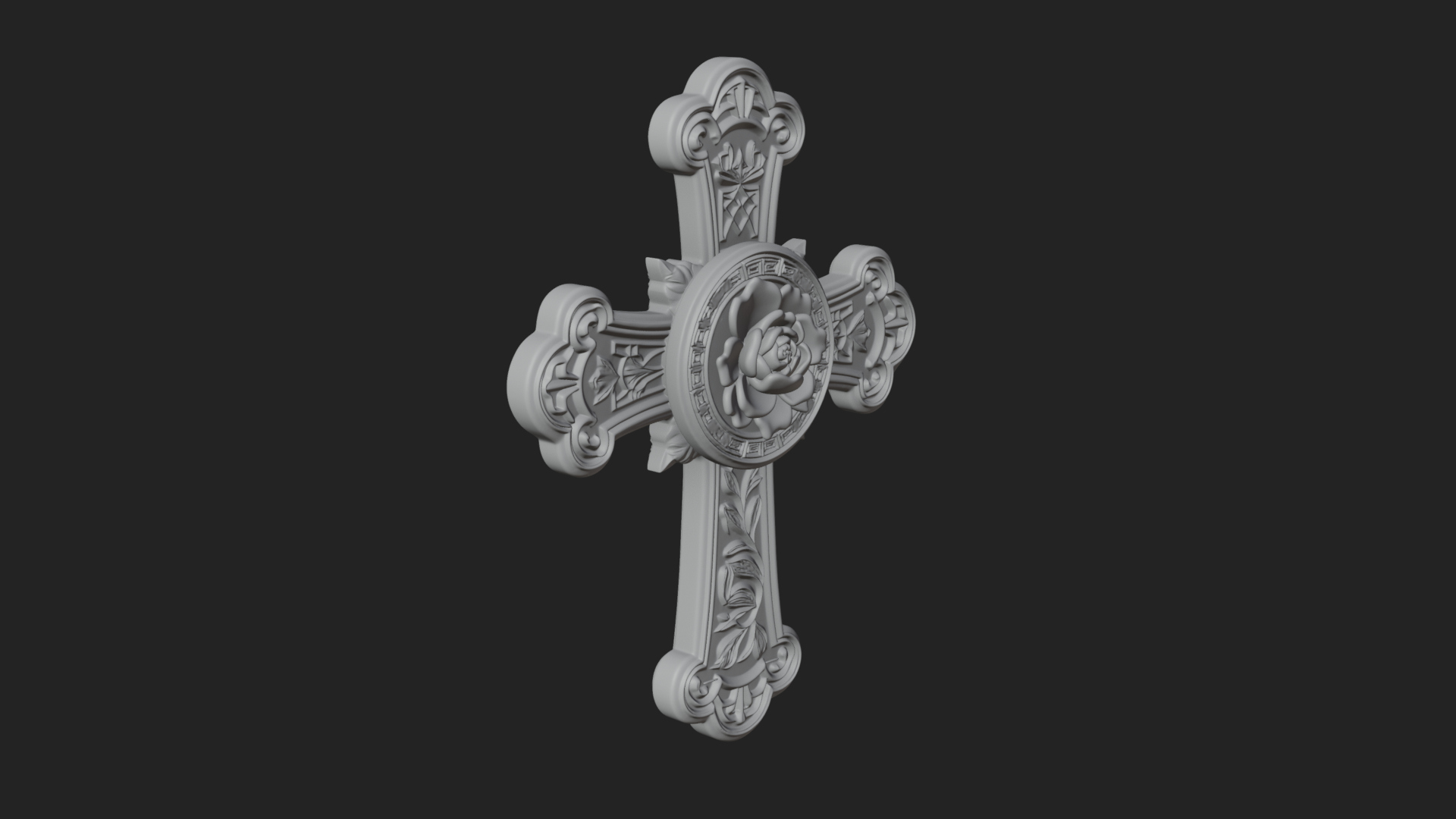 Carved Relief Wall Cross Design 334 3D Print Model 3D Model