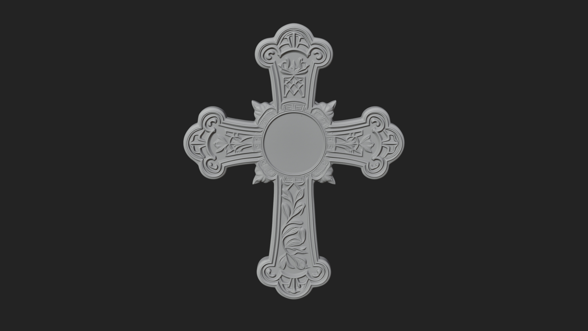 Carved Relief Wall Cross Design 334 3D Print Model 3D Model