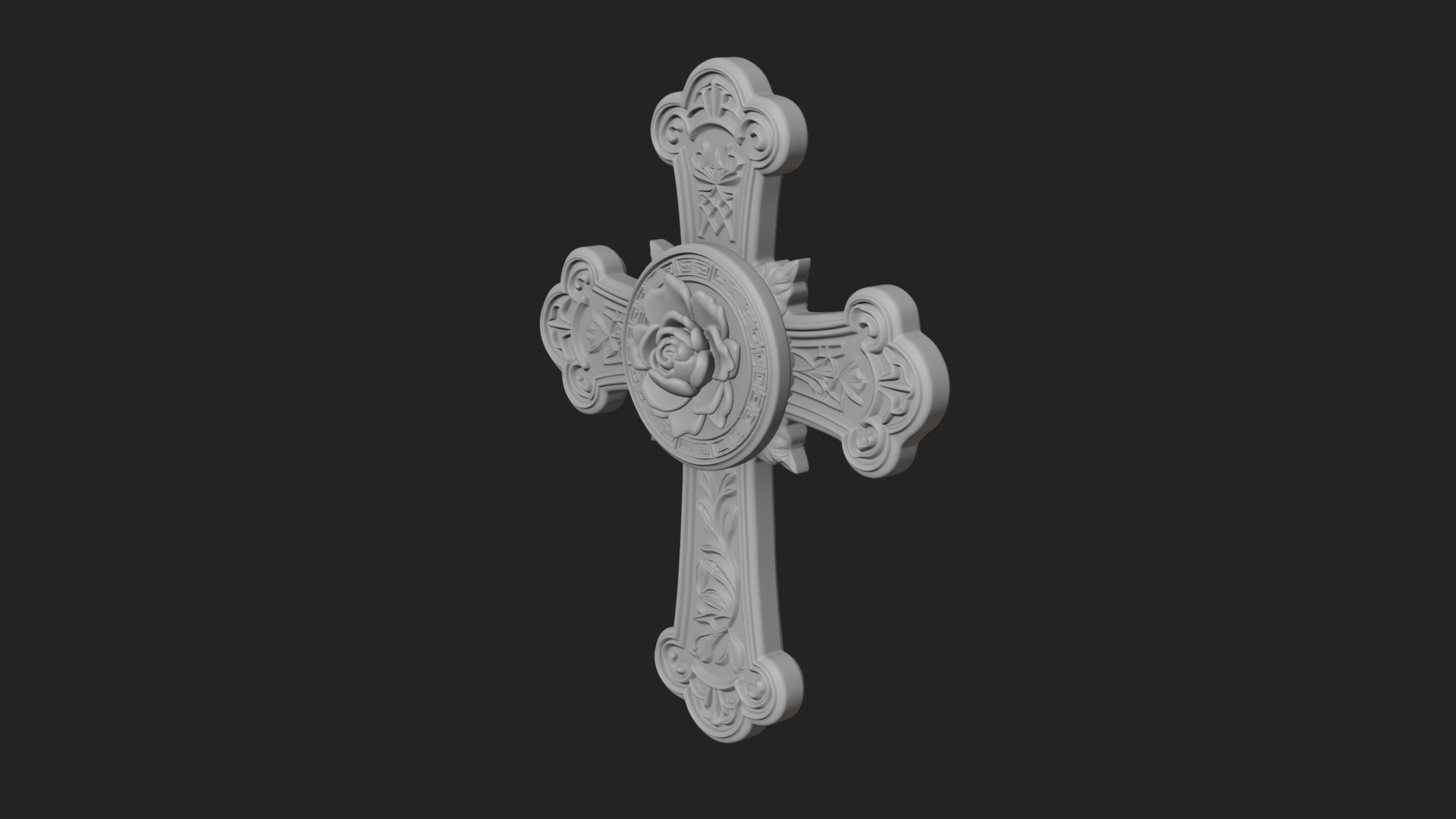 Carved Relief Wall Cross Design 334 3D Print Model 3D Model