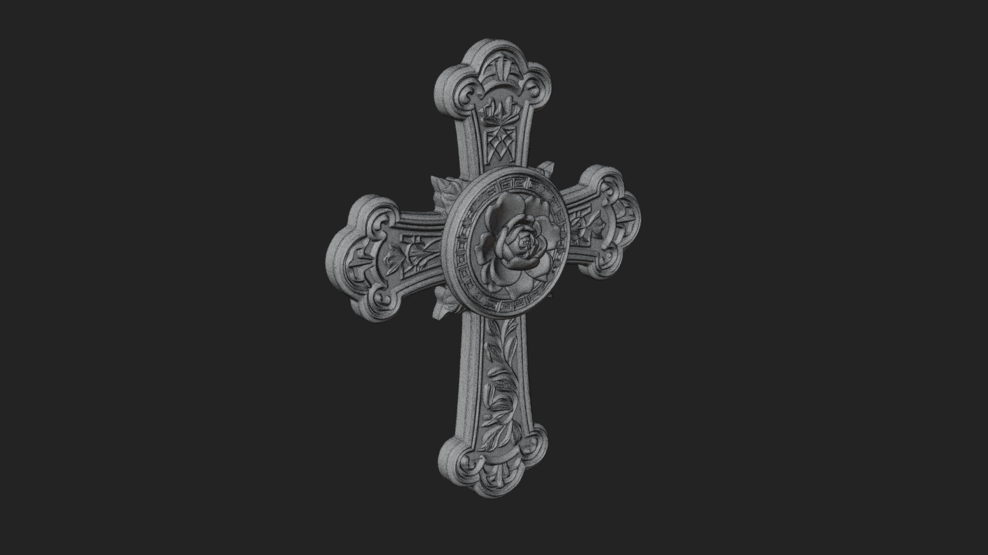 Carved Relief Wall Cross Design 334 3D Print Model 3D Model