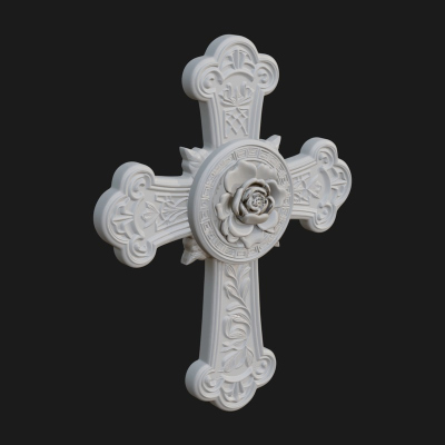 Carved Relief Wall Cross Design 334 3D Print Model
