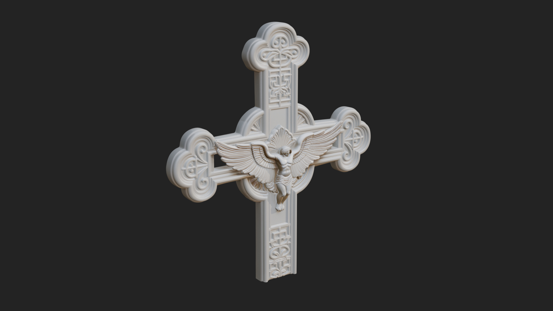 Carved Relief Wall Cross Design 338 3D Print Model 3D Model