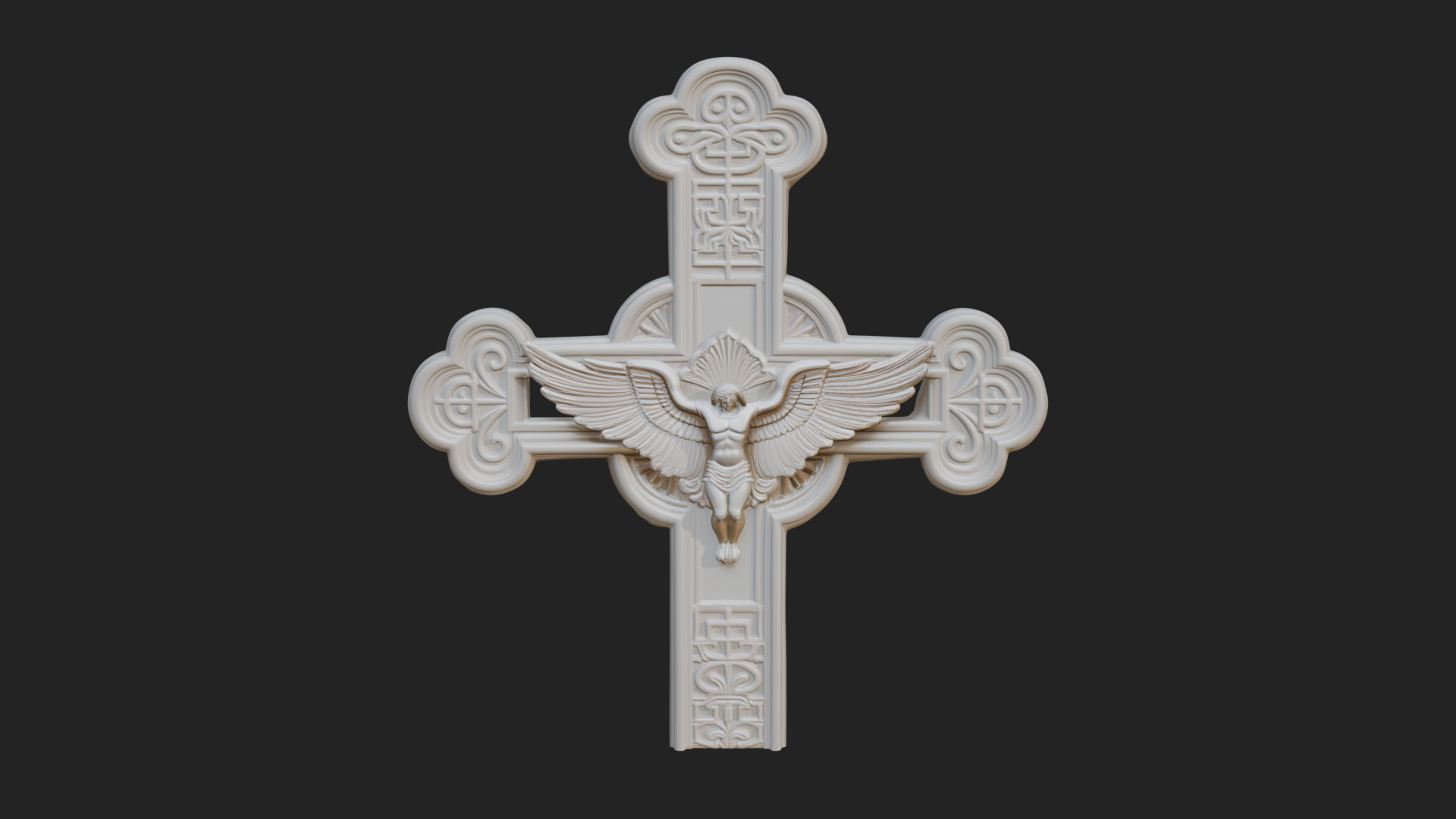 Carved Relief Wall Cross Design 338 3D Print Model 3D Model