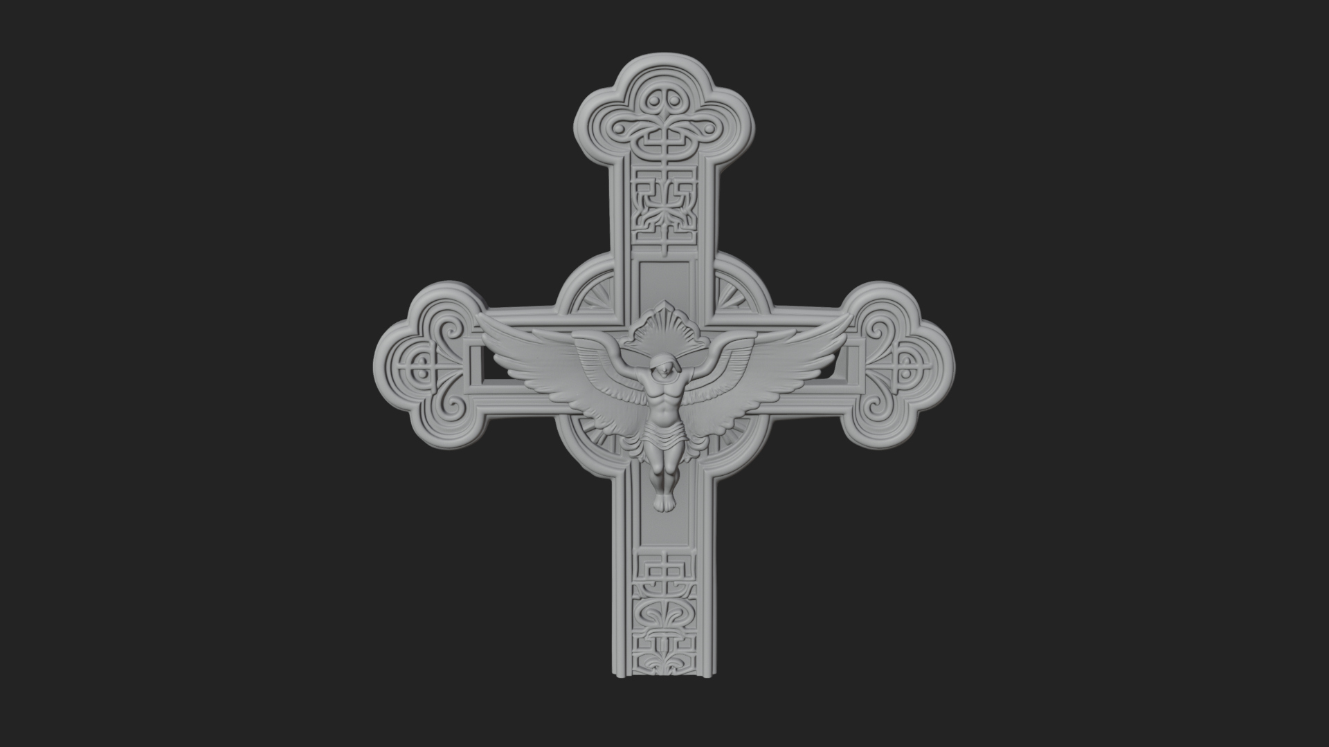 Carved Relief Wall Cross Design 338 3D Print Model 3D Model