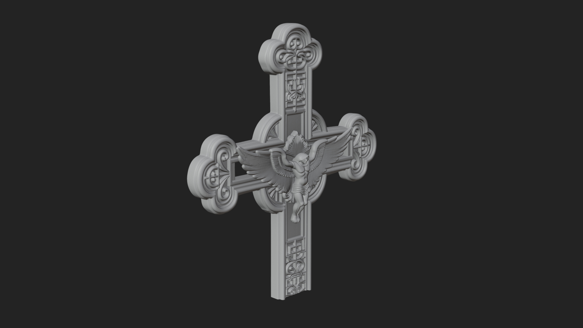 Carved Relief Wall Cross Design 338 3D Print Model 3D Model