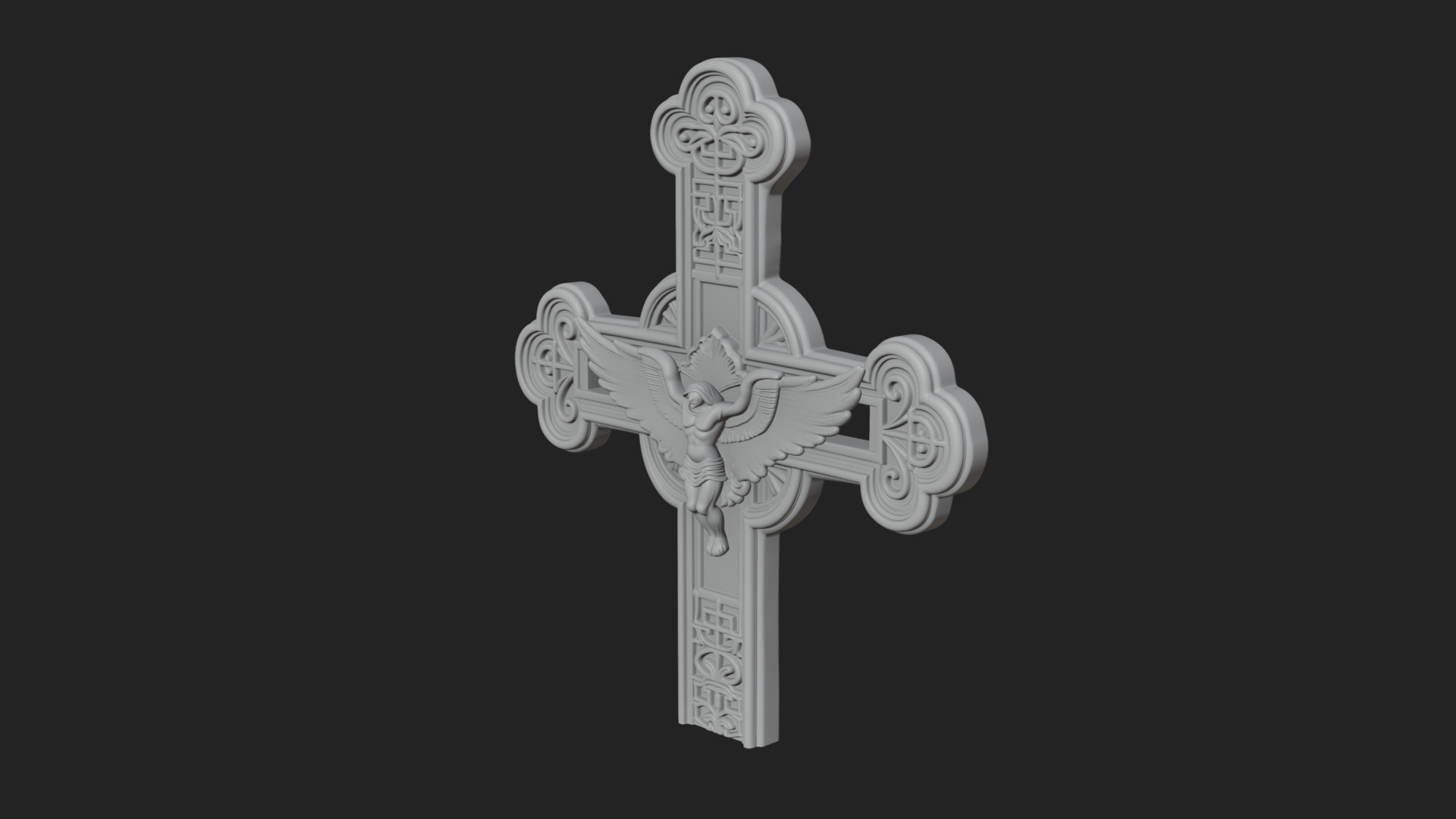 Carved Relief Wall Cross Design 338 3D Print Model 3D Model