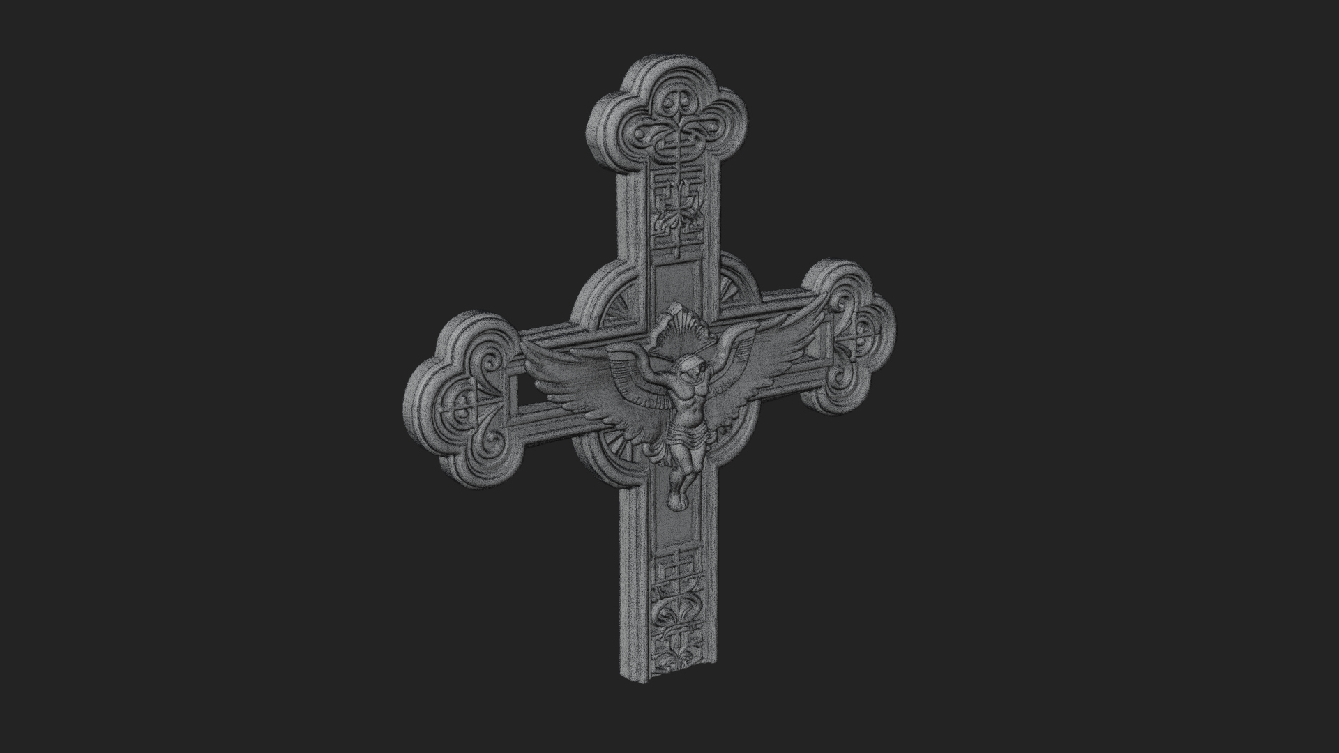 Carved Relief Wall Cross Design 338 3D Print Model 3D Model