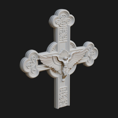Carved Relief Wall Cross Design 338 3D Print Model