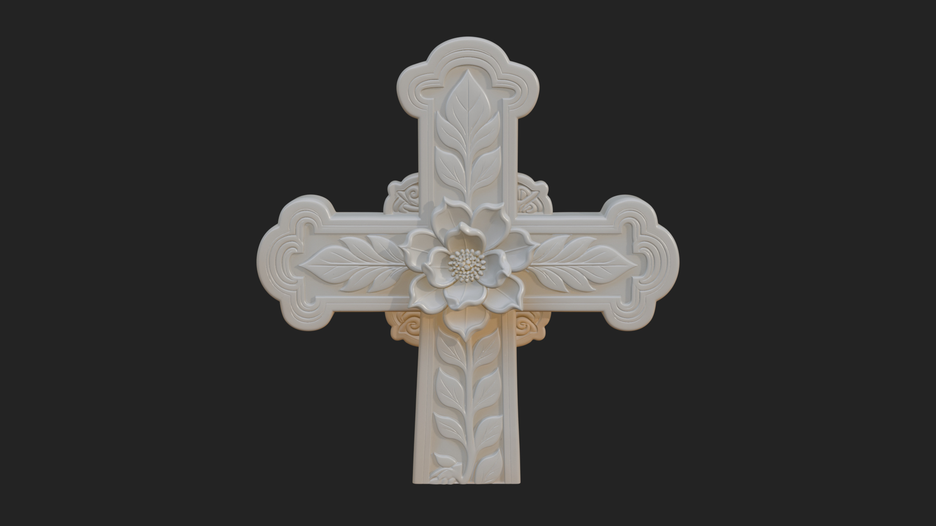 Carved Relief Wall Cross Design 34 3D Print Model 3D Model