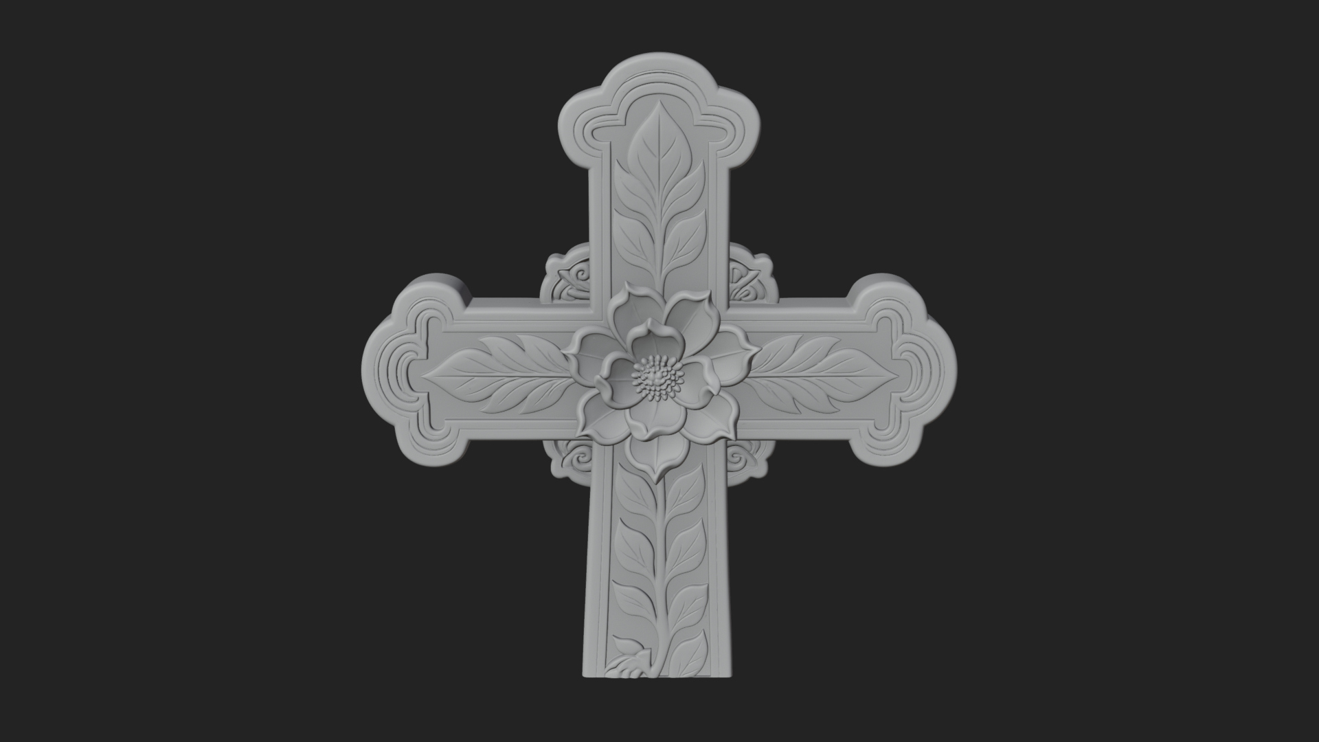 Carved Relief Wall Cross Design 34 3D Print Model 3D Model
