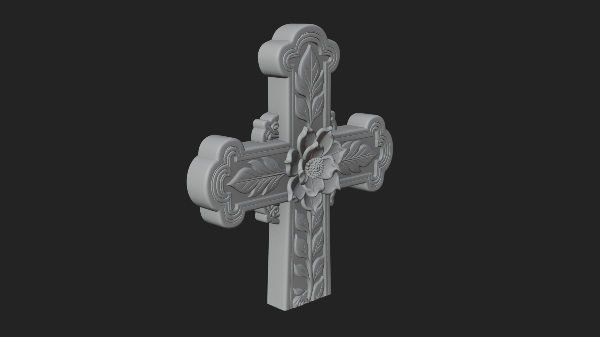 Carved Relief Wall Cross Design 34 3D Print Model 3D Model