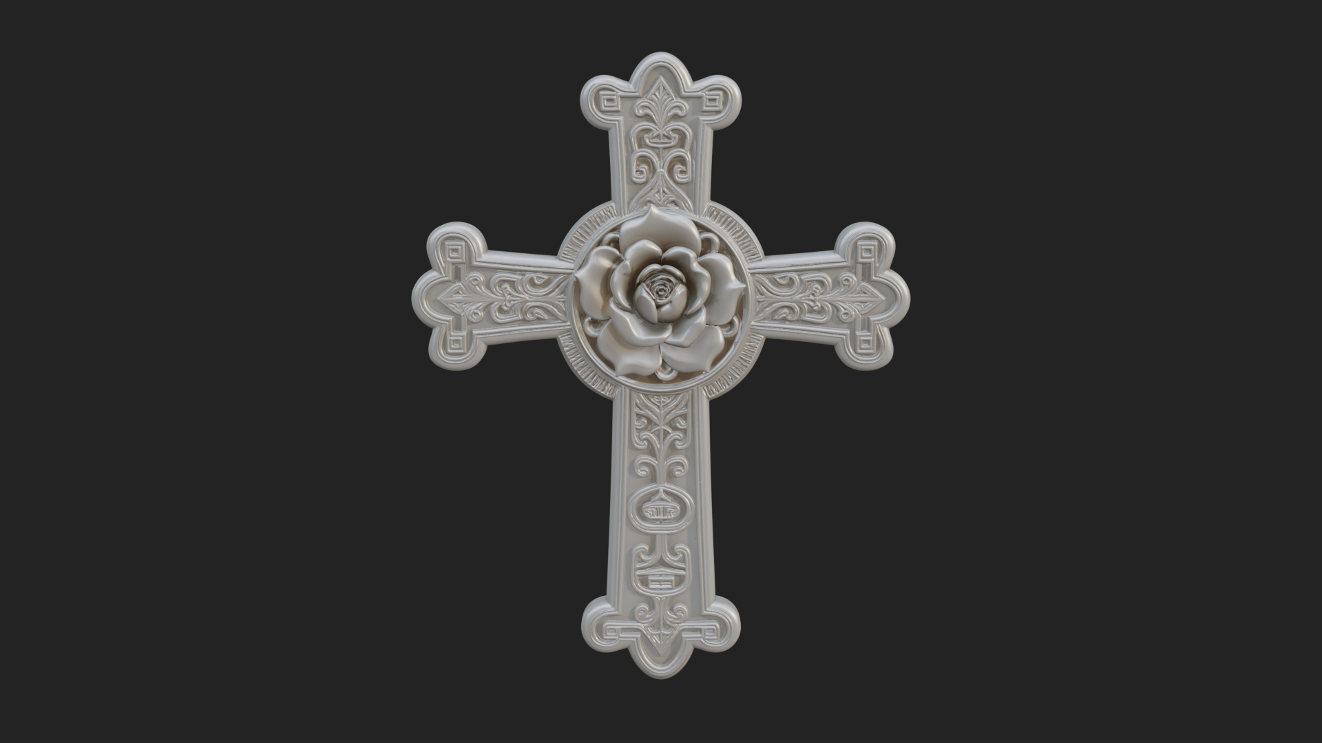 Carved Relief Wall Cross Design 340 3D Print Model 3D Model