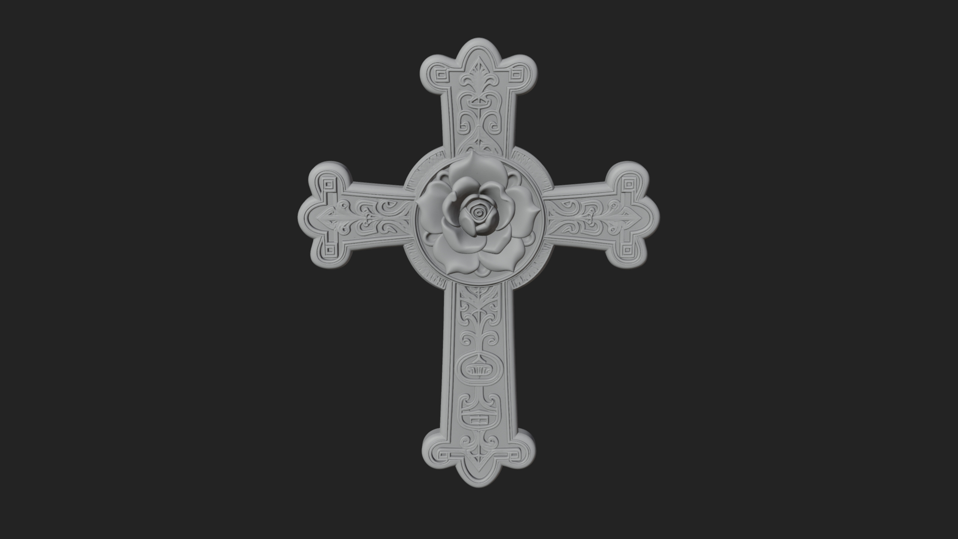 Carved Relief Wall Cross Design 340 3D Print Model 3D Model