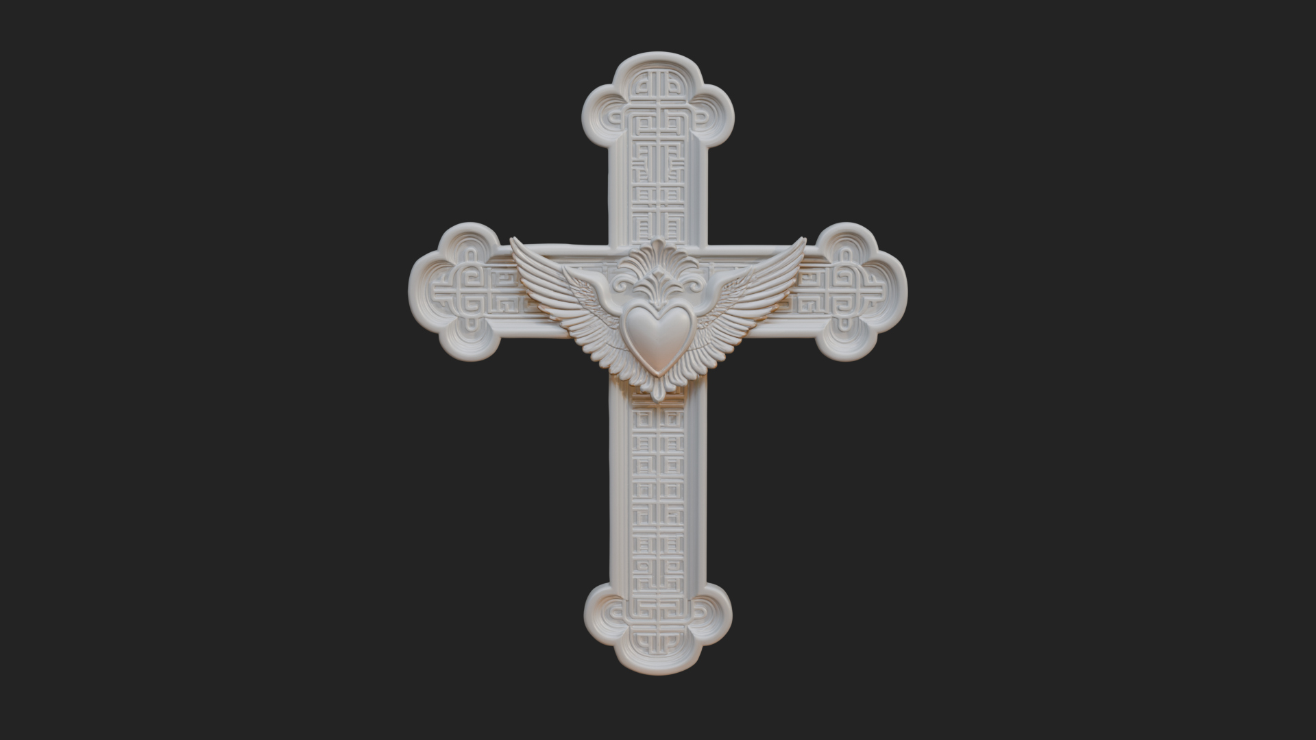 Carved Relief Wall Cross Design 341 3D Print Model 3D Model