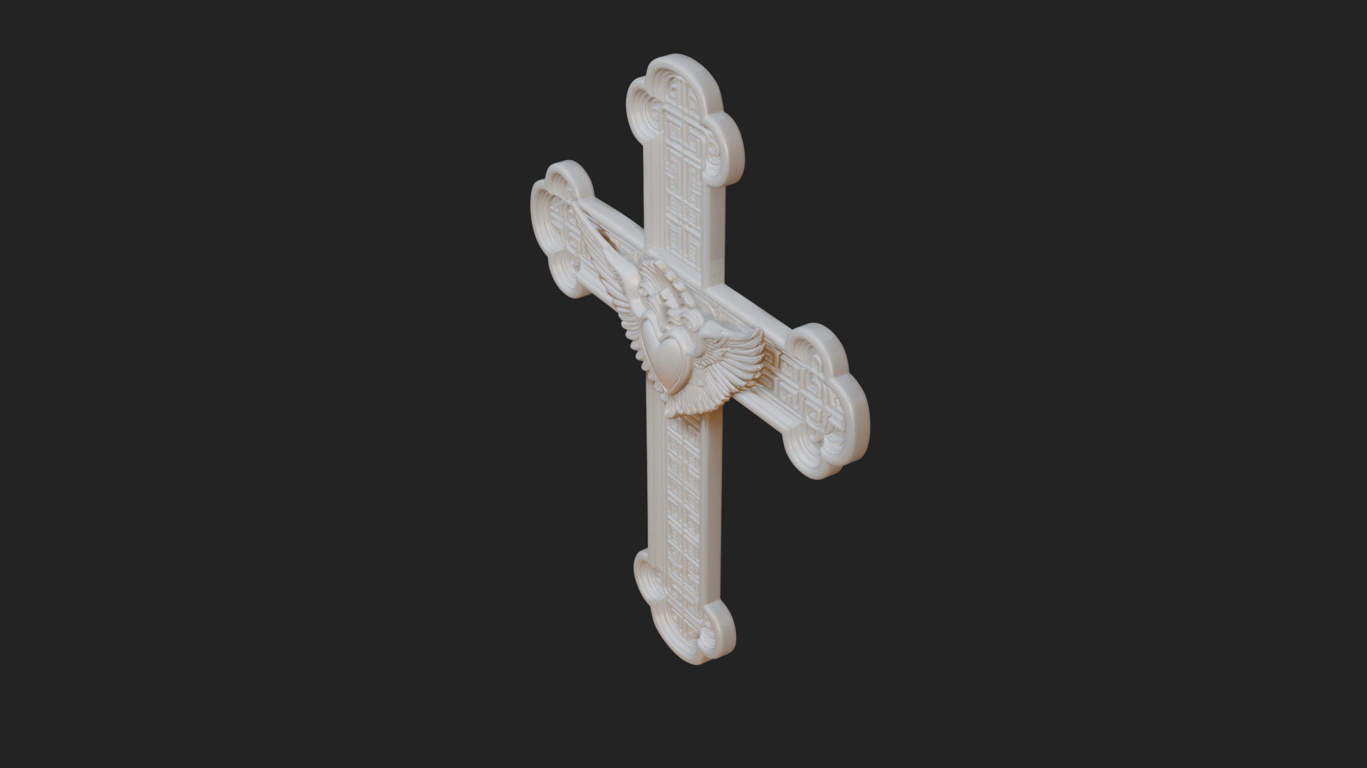 Carved Relief Wall Cross Design 341 3D Print Model 3D Model