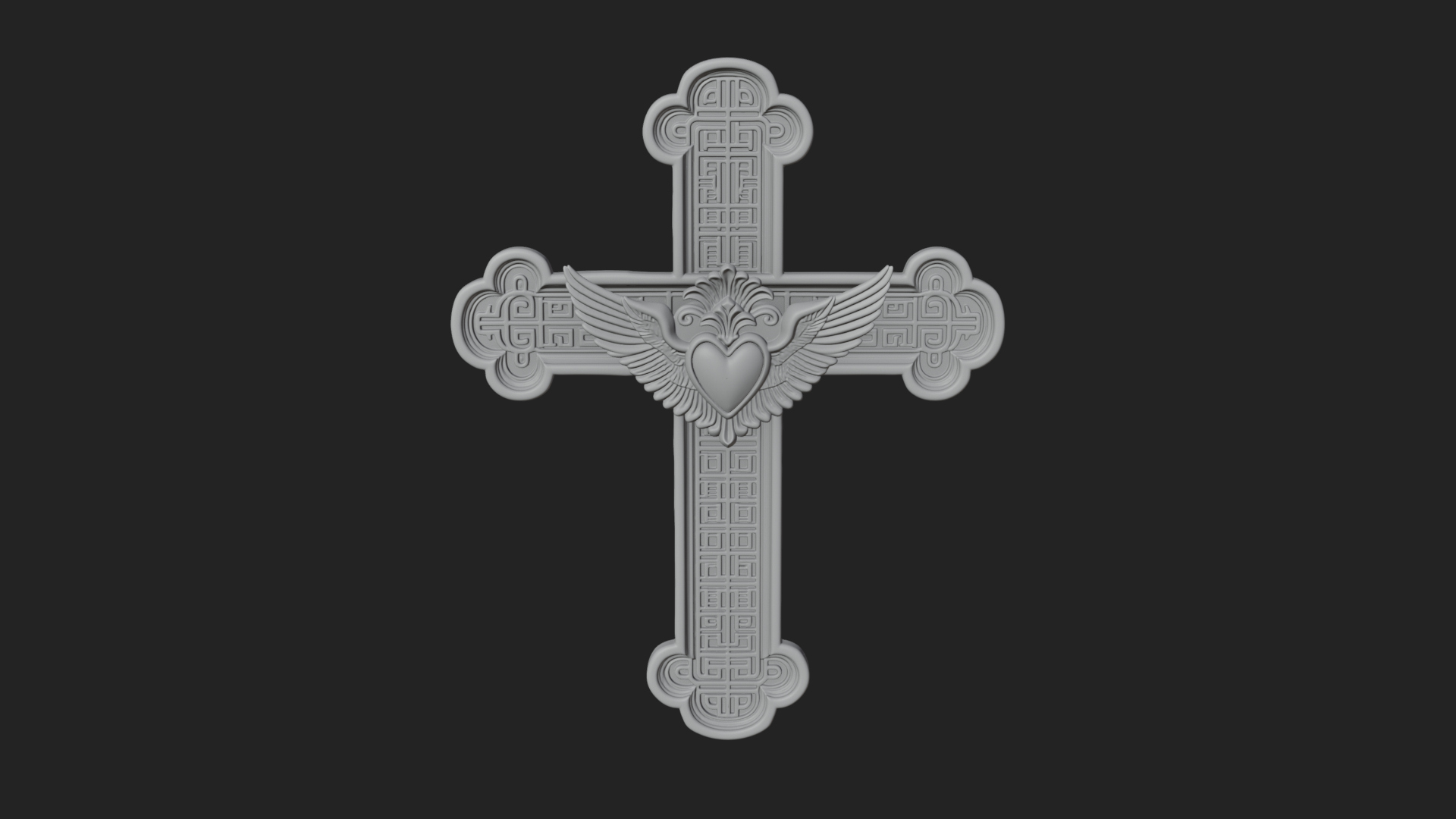 Carved Relief Wall Cross Design 341 3D Print Model 3D Model
