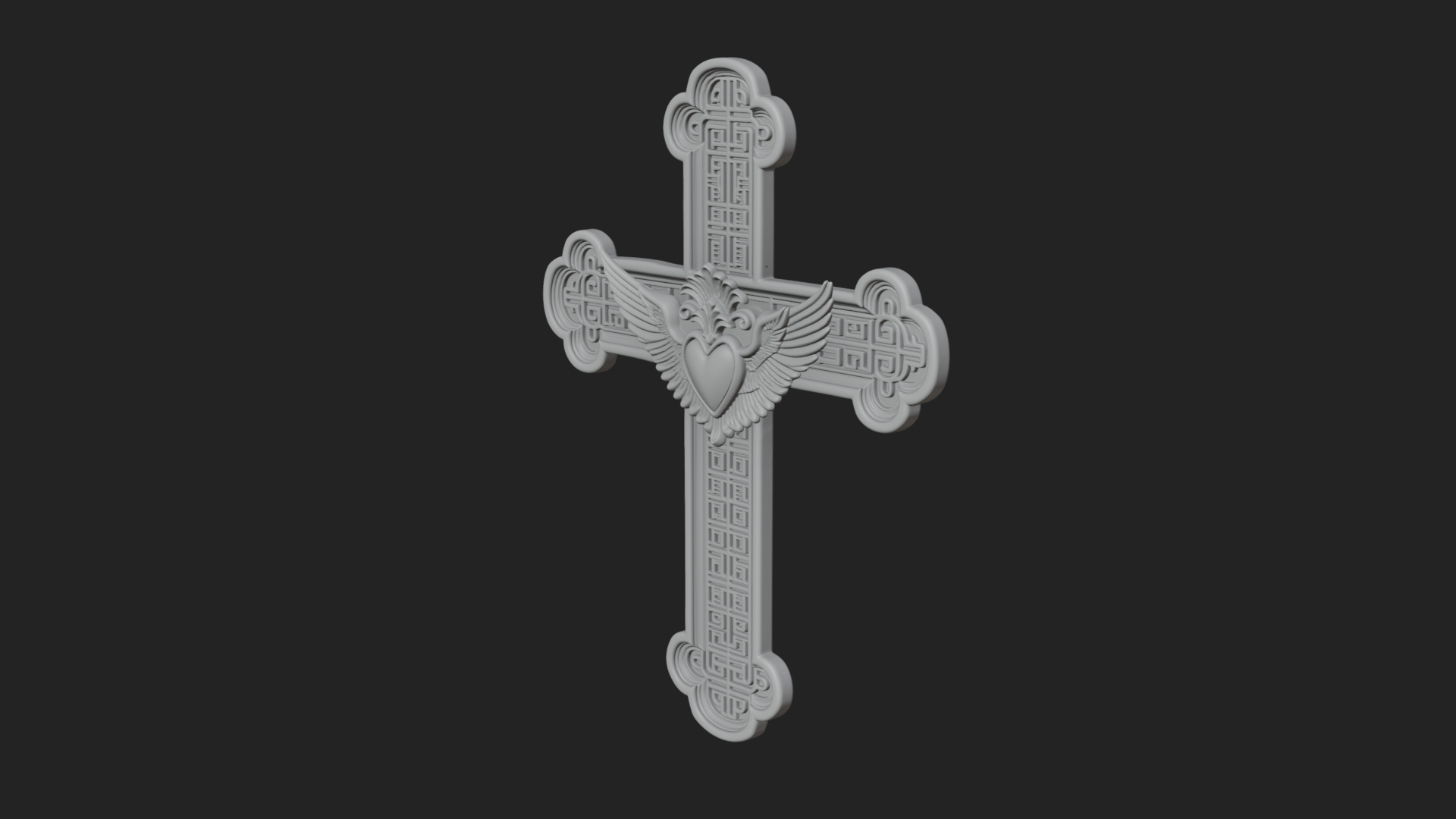 Carved Relief Wall Cross Design 341 3D Print Model 3D Model