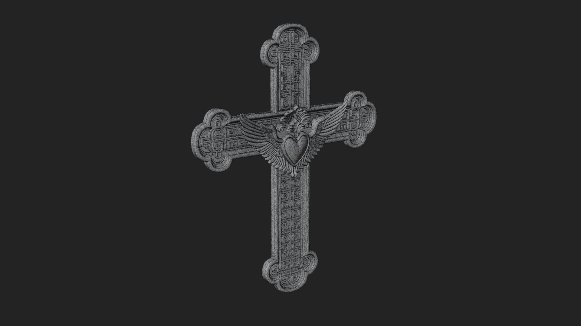 Carved Relief Wall Cross Design 341 3D Print Model 3D Model