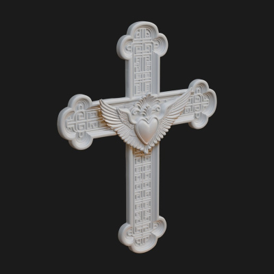 Carved Relief Wall Cross Design 341 3D Print Model