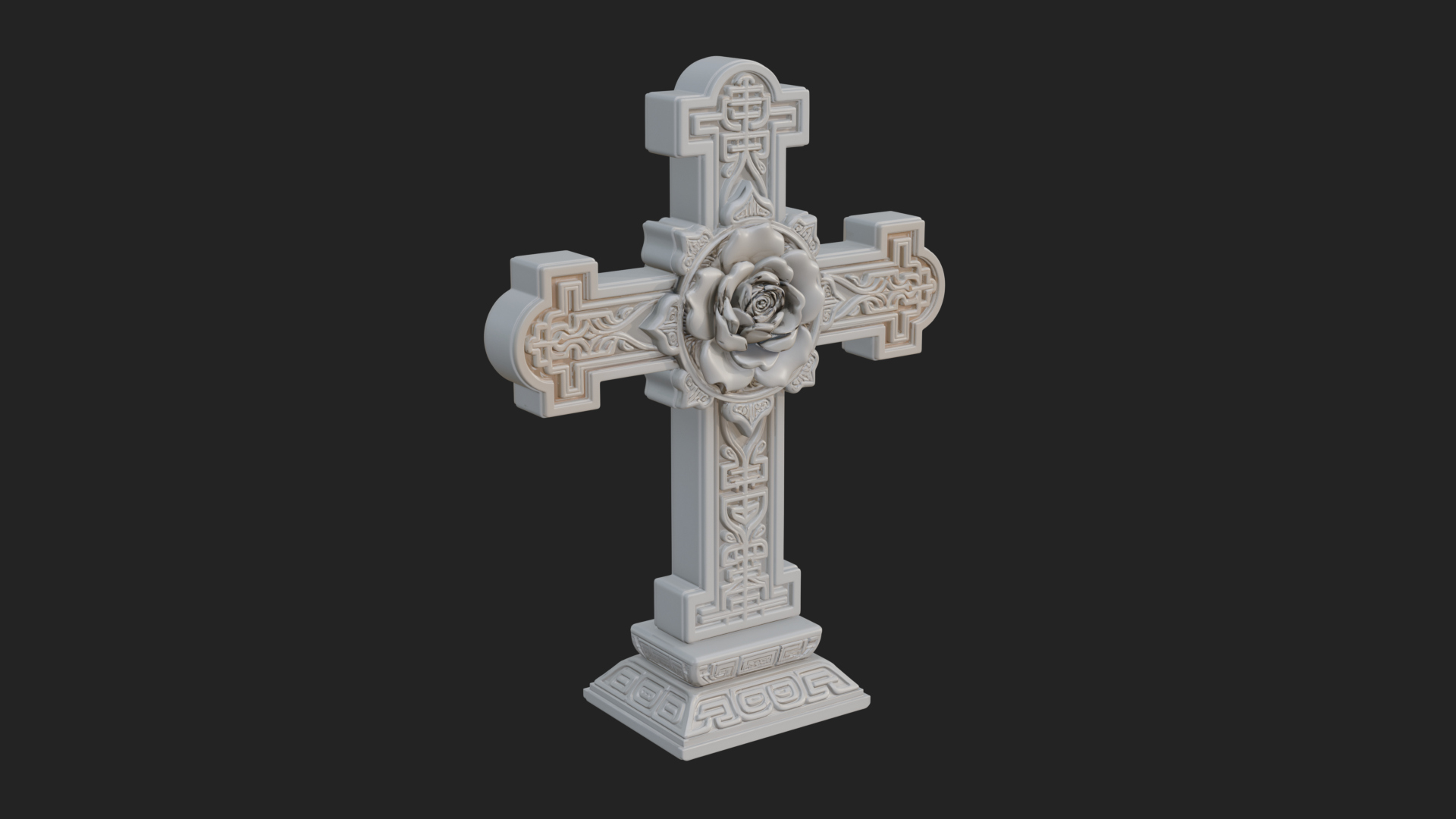 Carved Relief Wall Cross Design 342 3D Print Model 3D Model